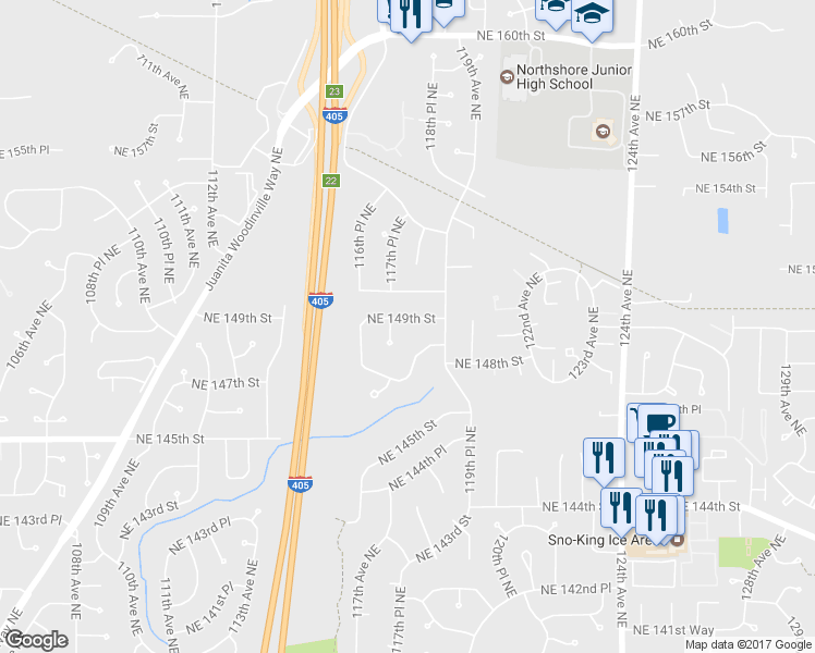 map of restaurants, bars, coffee shops, grocery stores, and more near 11713 Northeast 149th Street in Kirkland