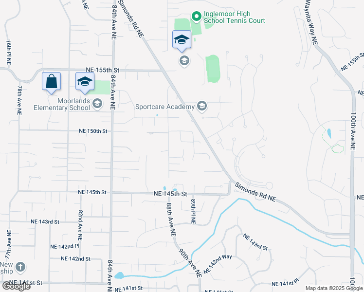 map of restaurants, bars, coffee shops, grocery stores, and more near 8819 Northeast 149th Place in Kenmore