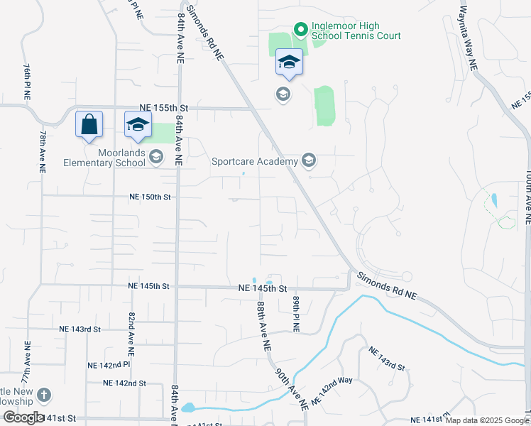 map of restaurants, bars, coffee shops, grocery stores, and more near 8819 Northeast 149th Place in Kenmore