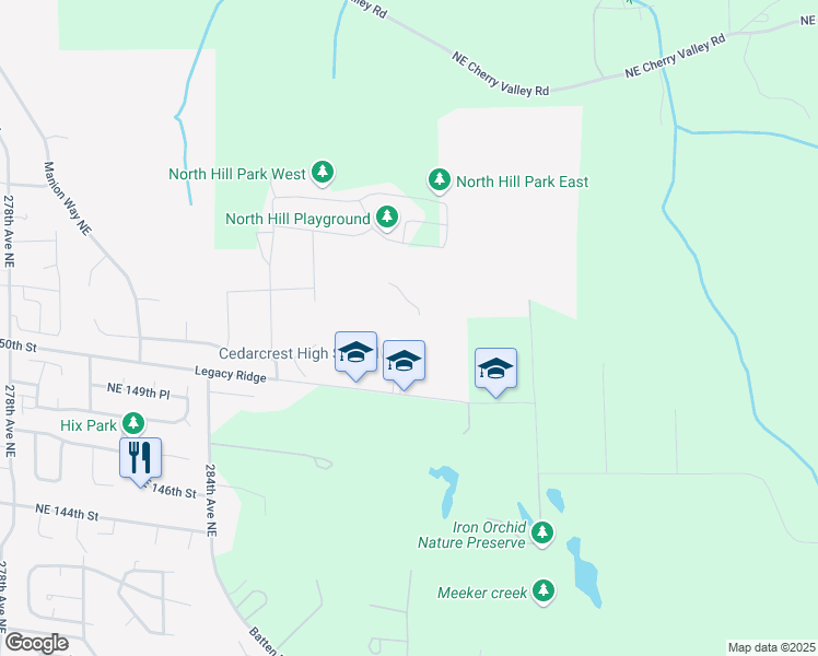 map of restaurants, bars, coffee shops, grocery stores, and more near 29000 Northeast 150th Street in Duvall