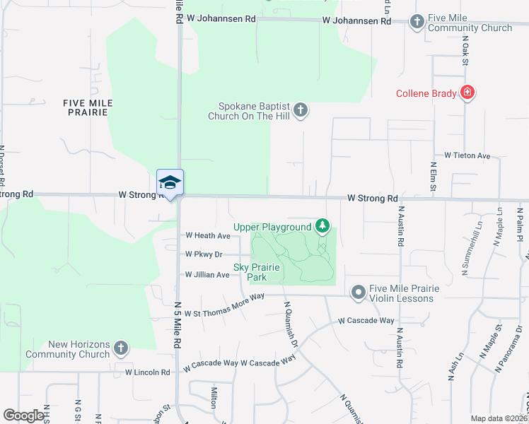 map of restaurants, bars, coffee shops, grocery stores, and more near 2521 West Strong Road in Spokane