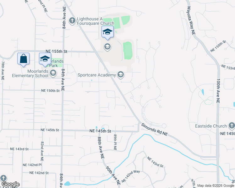 map of restaurants, bars, coffee shops, grocery stores, and more near 8910 Northeast 148th Place in Kenmore