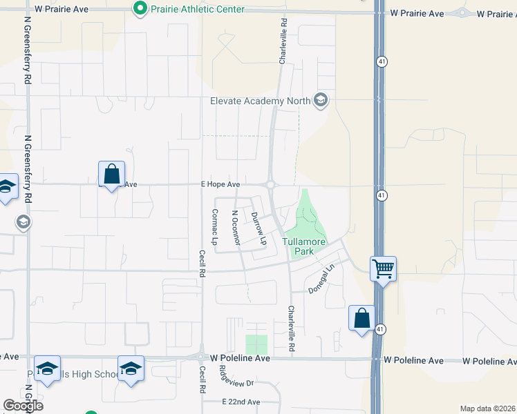 map of restaurants, bars, coffee shops, grocery stores, and more near 3188 North Durrow Loop in Post Falls