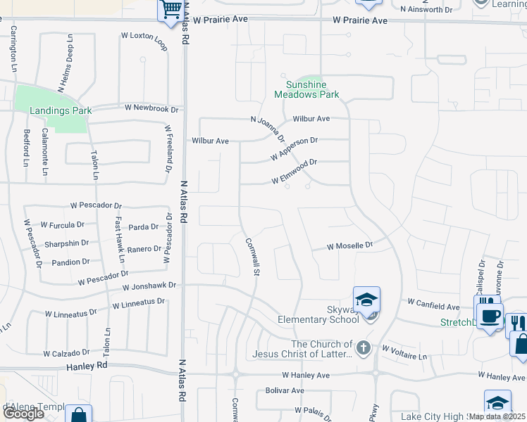 map of restaurants, bars, coffee shops, grocery stores, and more near 2835 West Rimbaud Avenue in Coeur d'Alene
