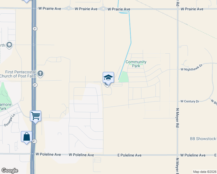 map of restaurants, bars, coffee shops, grocery stores, and more near 7204 West Prairie Avenue in Post Falls