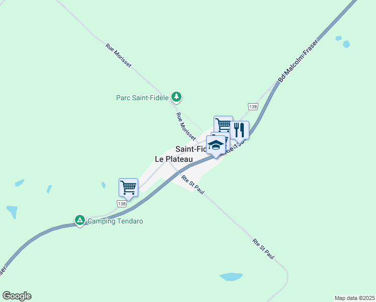 map of restaurants, bars, coffee shops, grocery stores, and more near Route 138 in La Malbaie