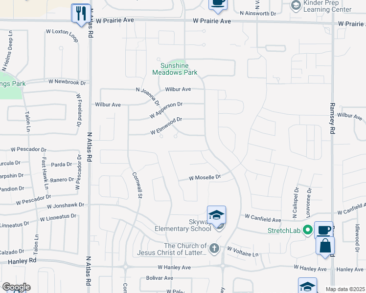map of restaurants, bars, coffee shops, grocery stores, and more near 2595 West Thiers Drive in Coeur d'Alene