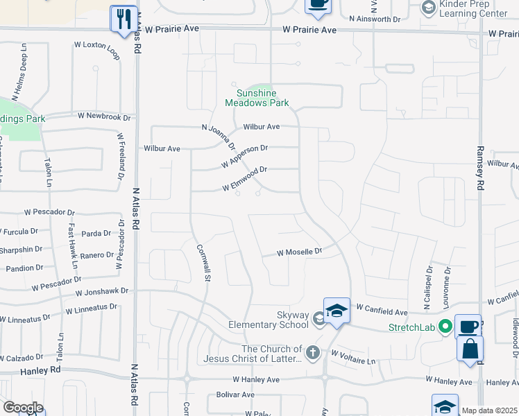 map of restaurants, bars, coffee shops, grocery stores, and more near 2595 West Thiers Drive in Coeur d'Alene