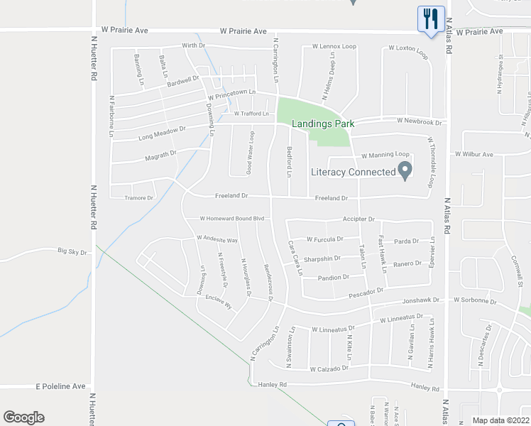 map of restaurants, bars, coffee shops, grocery stores, and more near 4025 West Homeward Bound Boulevard in Coeur d'Alene