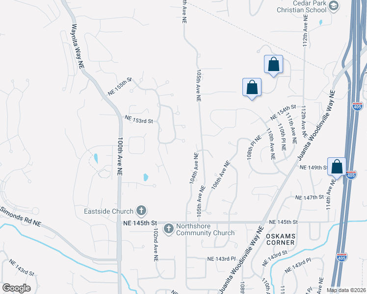 map of restaurants, bars, coffee shops, grocery stores, and more near 10413 Northeast 151st Place in Bothell
