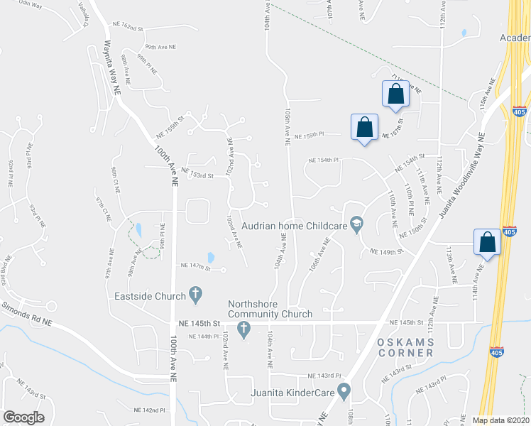 map of restaurants, bars, coffee shops, grocery stores, and more near 10413 Northeast 151st Place in Bothell