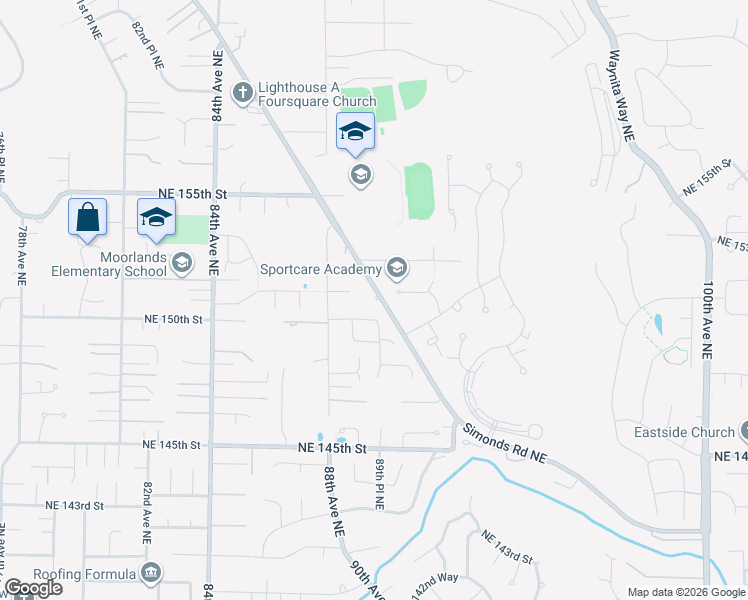 map of restaurants, bars, coffee shops, grocery stores, and more near 8909 Northeast 151st Place in Bothell