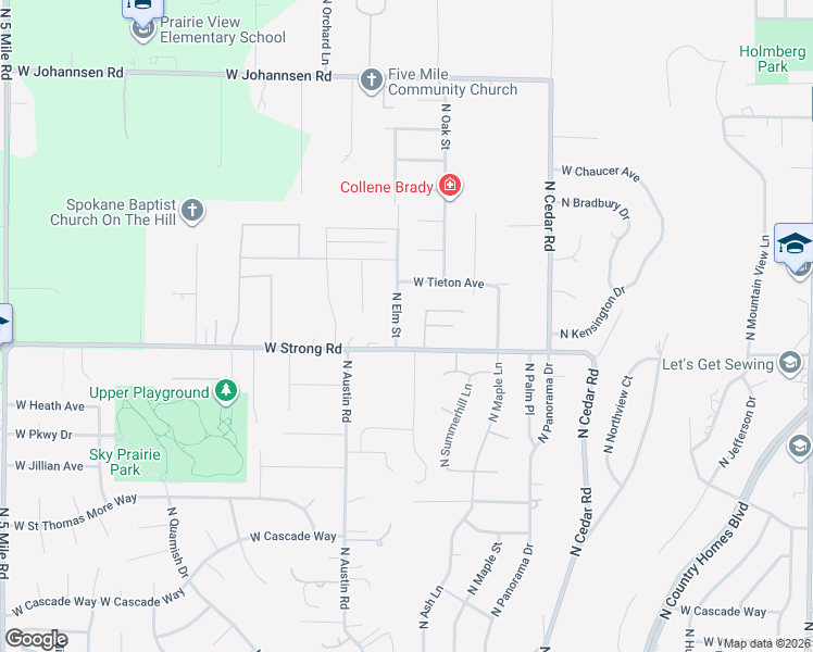 map of restaurants, bars, coffee shops, grocery stores, and more near 8714 N Elm St in Spokane