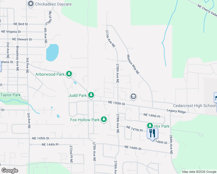 map of restaurants, bars, coffee shops, grocery stores, and more near 15129 277th Place Northeast in Duvall