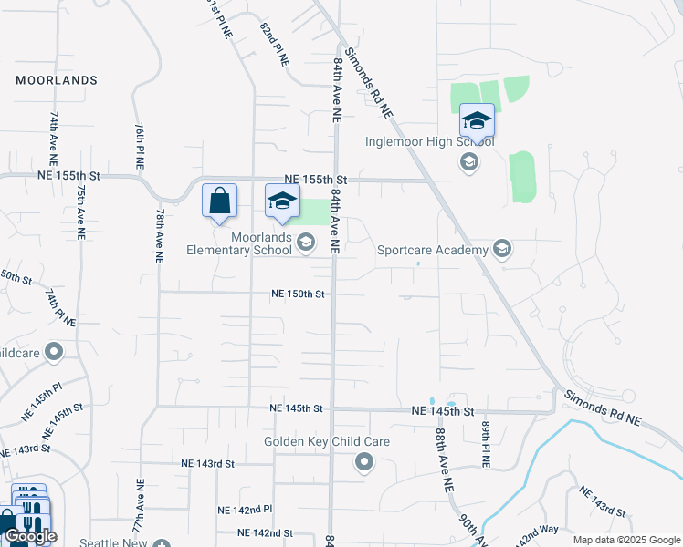 map of restaurants, bars, coffee shops, grocery stores, and more near 8402 Northeast 150th Place in Kenmore