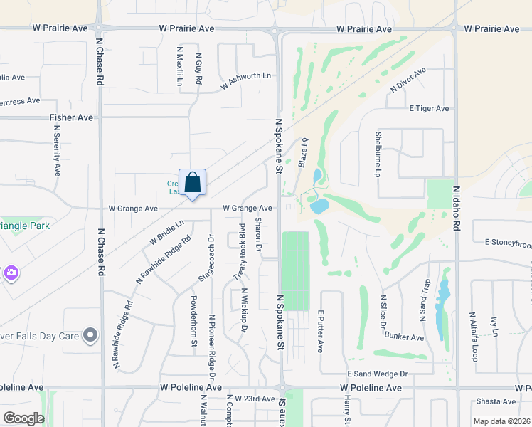 map of restaurants, bars, coffee shops, grocery stores, and more near 105 West Grange Avenue in Post Falls