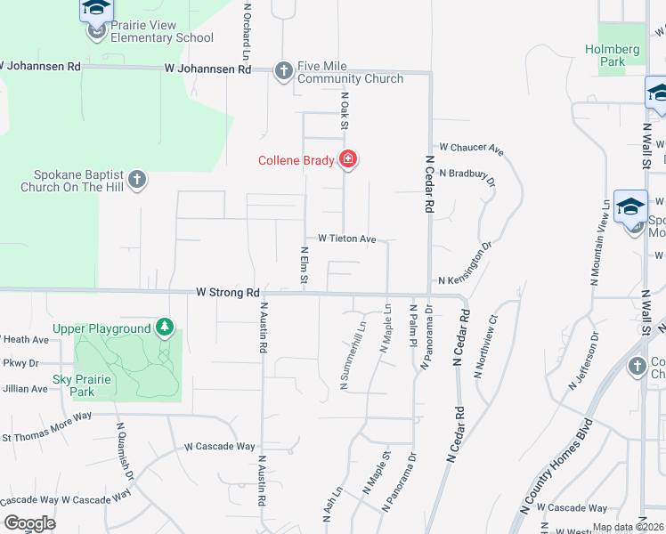 map of restaurants, bars, coffee shops, grocery stores, and more near 1707 Kedlin Lane in Spokane