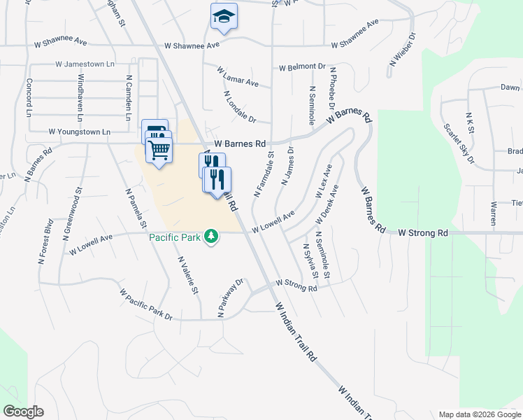 map of restaurants, bars, coffee shops, grocery stores, and more near 8703 North Farmdale Street in Spokane