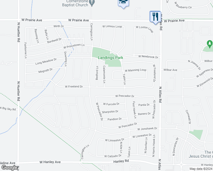 map of restaurants, bars, coffee shops, grocery stores, and more near 7276 Calamonte Lane in Coeur d'Alene