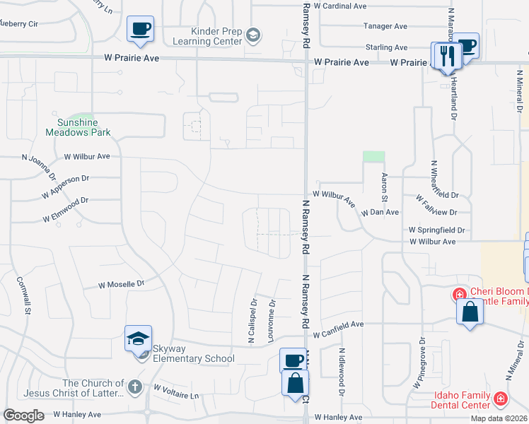 map of restaurants, bars, coffee shops, grocery stores, and more near in Coeur d'Alene