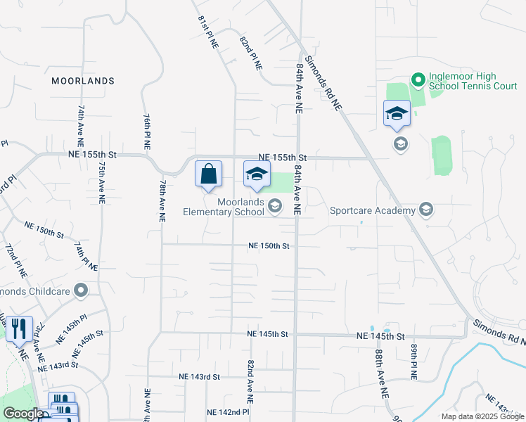 map of restaurants, bars, coffee shops, grocery stores, and more near 15115 84th Avenue Northeast in Kenmore