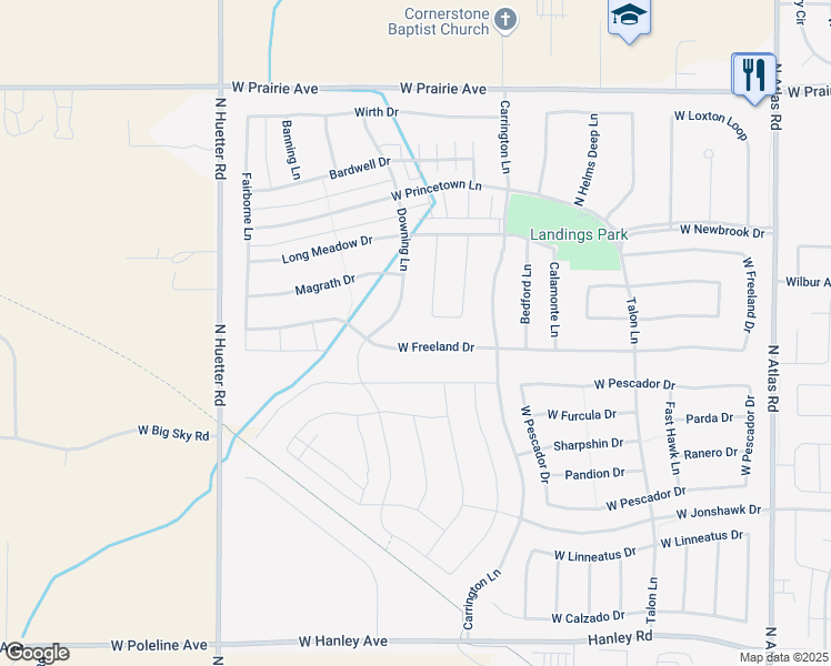map of restaurants, bars, coffee shops, grocery stores, and more near 7352 Downing Lane in Coeur d'Alene