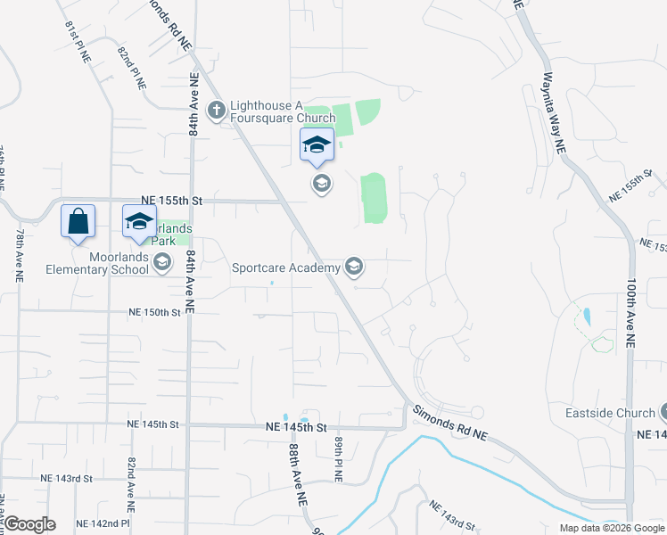 map of restaurants, bars, coffee shops, grocery stores, and more near 9002 Northeast 152nd Place in Kenmore