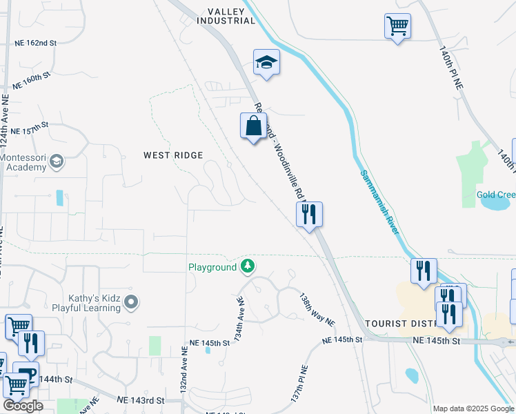 map of restaurants, bars, coffee shops, grocery stores, and more near 15417 135th Place Northeast in Woodinville