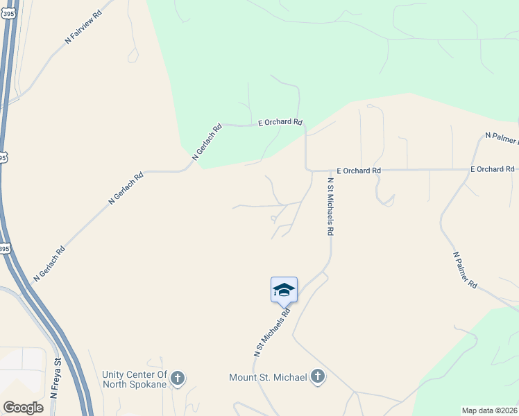 map of restaurants, bars, coffee shops, grocery stores, and more near 4728 East Pleasant Orchard Lane in Spokane