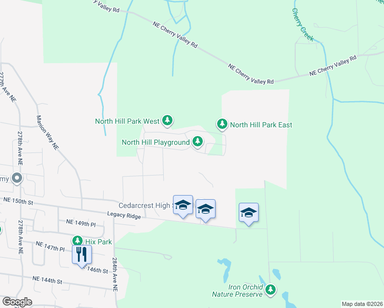 map of restaurants, bars, coffee shops, grocery stores, and more near 15507 289th Place Northeast in Duvall