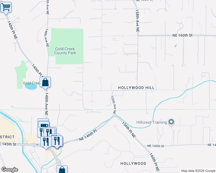 map of restaurants, bars, coffee shops, grocery stores, and more near 15418 Northeast 153rd Street in Woodinville