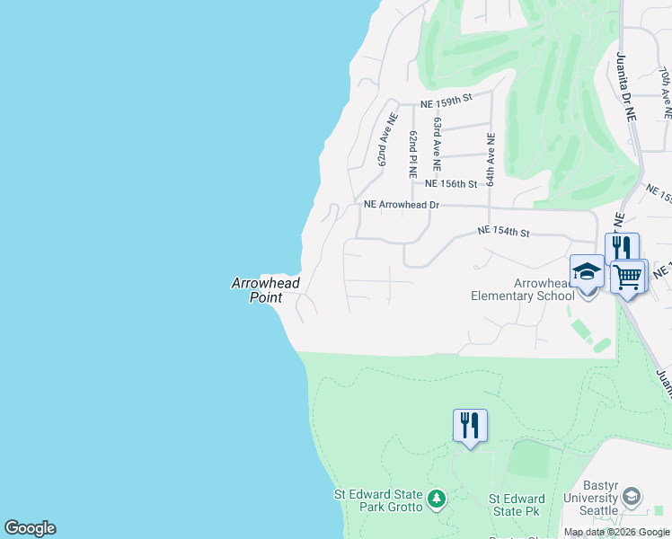 map of restaurants, bars, coffee shops, grocery stores, and more near 15219 61st Place Northeast in Kenmore