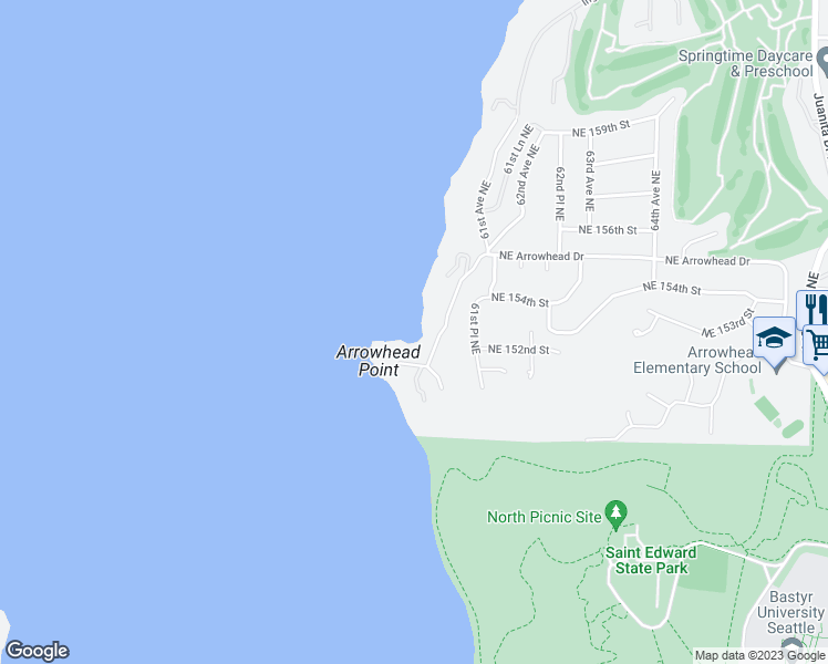 map of restaurants, bars, coffee shops, grocery stores, and more near 5918 Northeast Arrowhead Drive in Kenmore