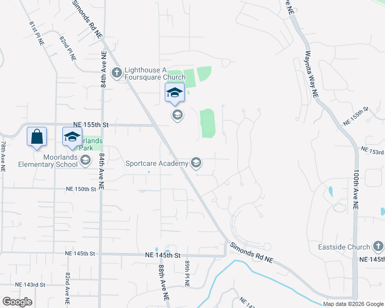 map of restaurants, bars, coffee shops, grocery stores, and more near 9002 Northeast 152nd Place in Kenmore
