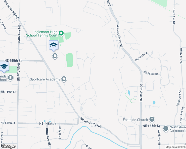 map of restaurants, bars, coffee shops, grocery stores, and more near 15208 93rd Place Northeast in Bothell