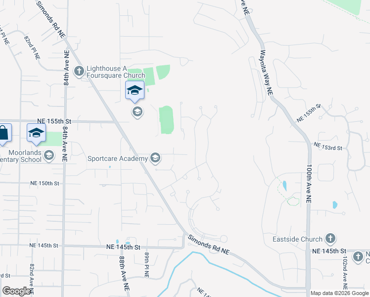map of restaurants, bars, coffee shops, grocery stores, and more near 9202 Northeast 152nd Place in Bothell