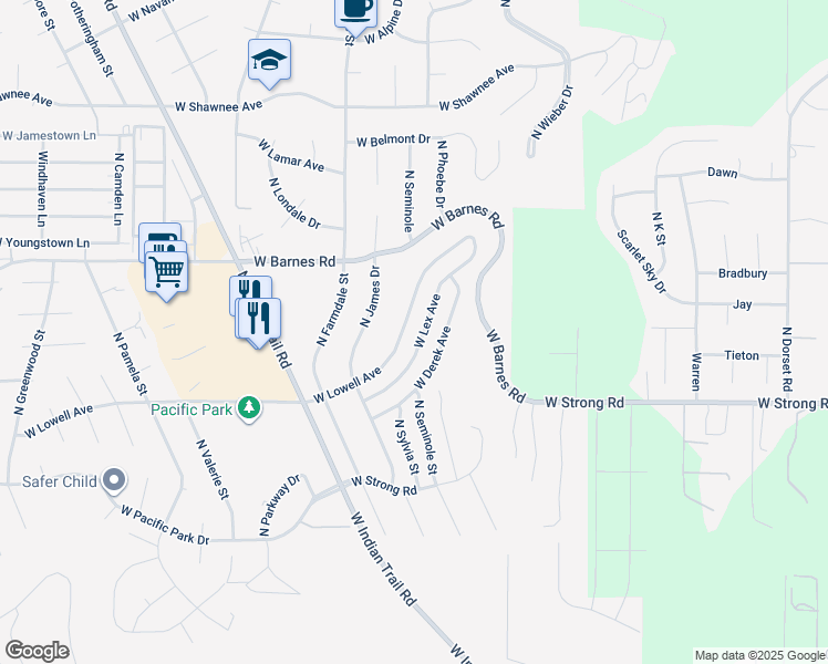 map of restaurants, bars, coffee shops, grocery stores, and more near 4750 West Lowell Avenue in Spokane