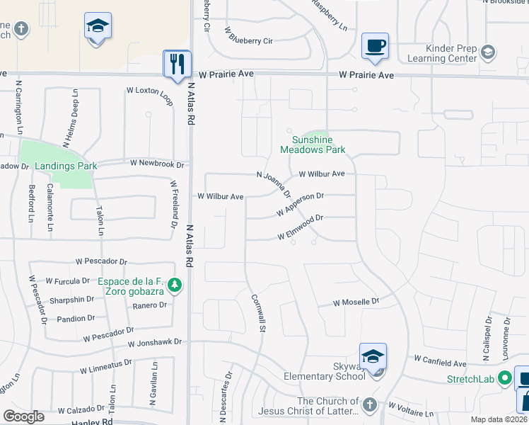 map of restaurants, bars, coffee shops, grocery stores, and more near 2895 West Apperson Drive in Coeur d'Alene