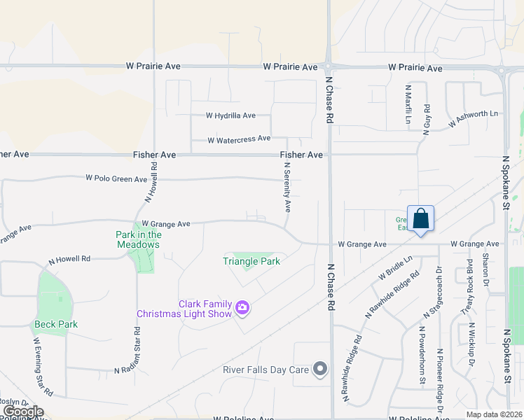 map of restaurants, bars, coffee shops, grocery stores, and more near 3339 North Serenity Avenue in Post Falls