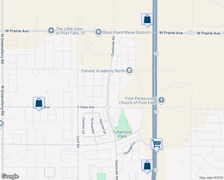 map of restaurants, bars, coffee shops, grocery stores, and more near 3603 East Killdeer Avenue in Post Falls
