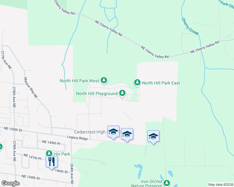 map of restaurants, bars, coffee shops, grocery stores, and more near 15507 289th Place Northeast in Duvall