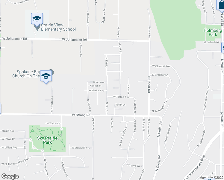 map of restaurants, bars, coffee shops, grocery stores, and more near 1717 West Briar Lane in Spokane