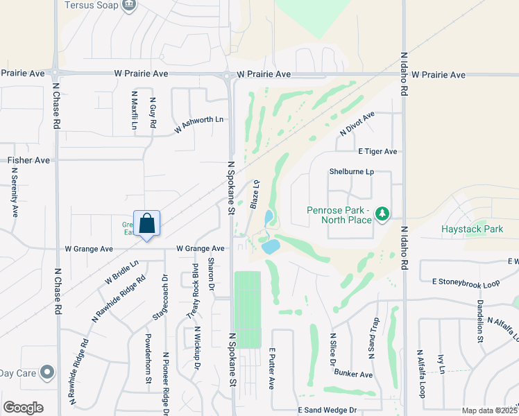 map of restaurants, bars, coffee shops, grocery stores, and more near 3335 North Ping Road in Post Falls