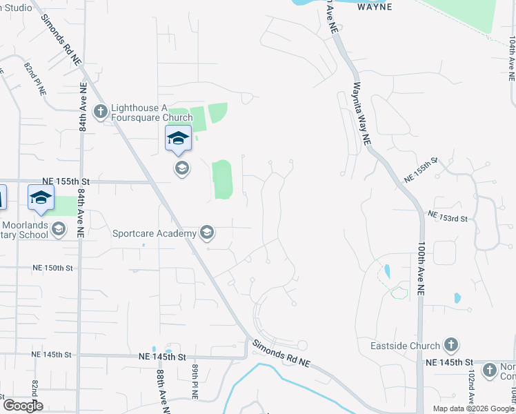 map of restaurants, bars, coffee shops, grocery stores, and more near 9202 Northeast 152nd Place in Bothell