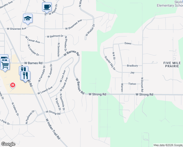 map of restaurants, bars, coffee shops, grocery stores, and more near 8903 North Rustle Road in Spokane