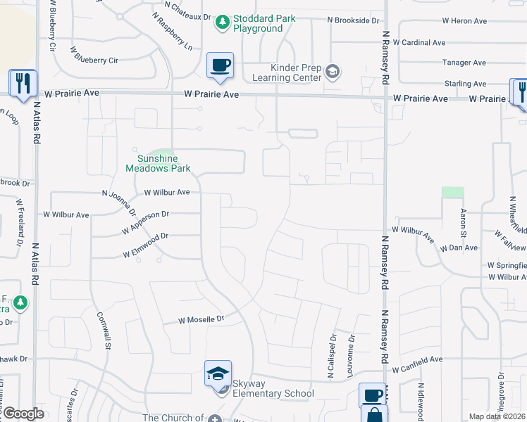 map of restaurants, bars, coffee shops, grocery stores, and more near 2495 West Timberlake Loop in Coeur d'Alene