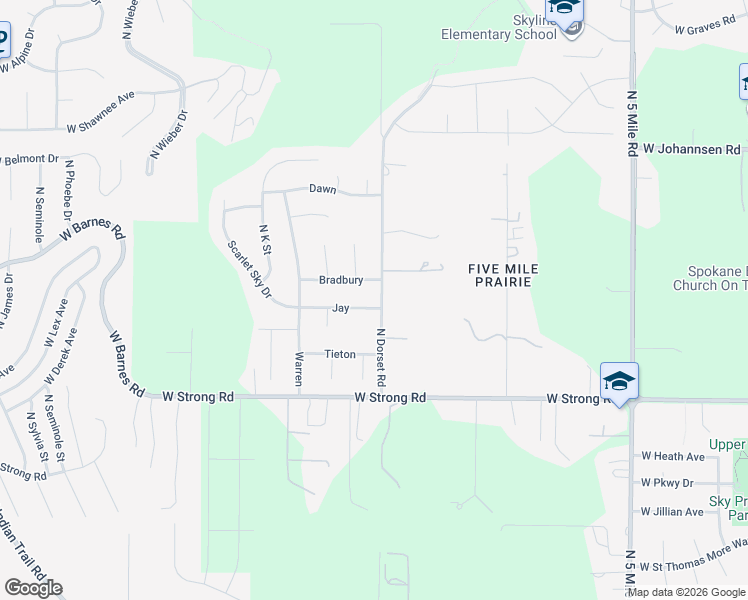 map of restaurants, bars, coffee shops, grocery stores, and more near 3711 West Bradbury Street in Spokane