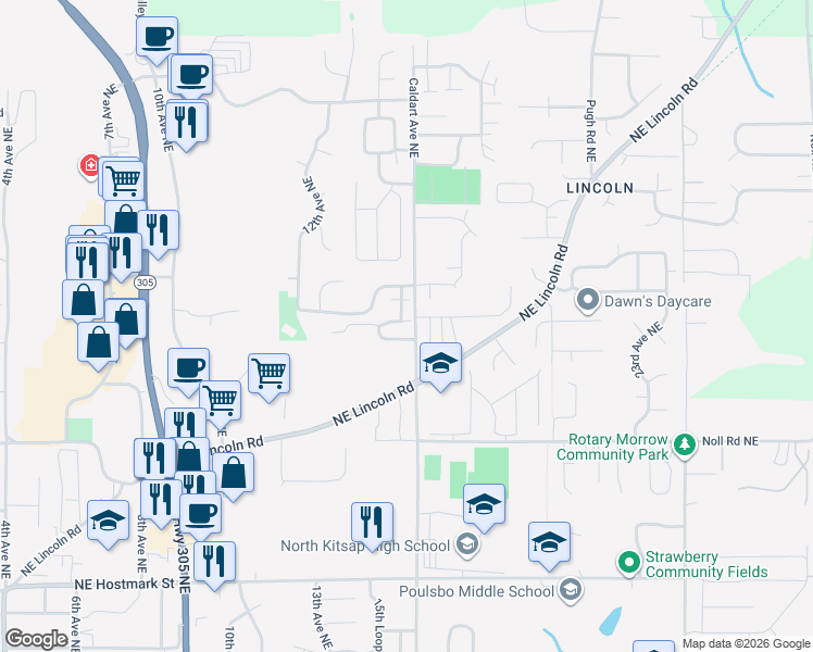 map of restaurants, bars, coffee shops, grocery stores, and more near 11 Poulsbo Mobile Home Park in Poulsbo