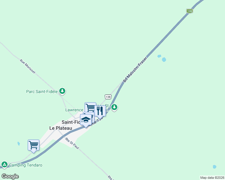 map of restaurants, bars, coffee shops, grocery stores, and more near 154 Rue Saint Fidele in La Malbaie