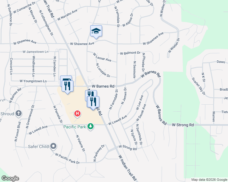 map of restaurants, bars, coffee shops, grocery stores, and more near 9018 North Farmdale Street in Spokane